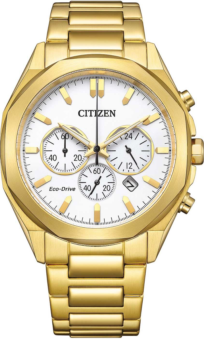 Citizen CA4592-85A Men's Watch • Eco-Drive Solar Powered • Gold-Plated Chronograph