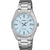 Casio Damenarmbanduhr: Edelstahlband, blaues Zifferblatt, analoges 3-Zeiger-Design, WR50M
