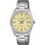 Herrenarmbanduhr Casio mit silbernem Metallband, gelbem Zifferblatt, Datumsanzeige