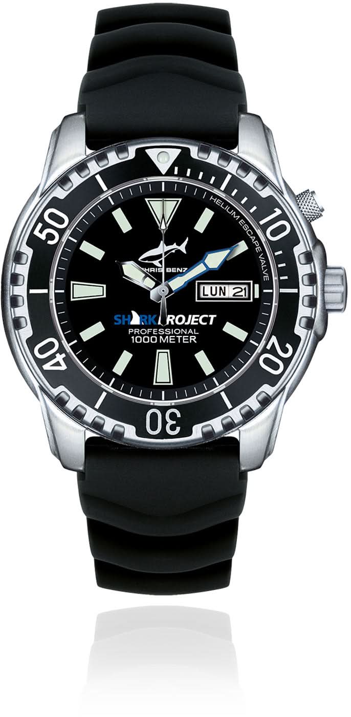 Chris Benz Deep 1000M CB-1000-SP-KBS Men's Watch • 1000m Water Resistant • Sapphire Crystal