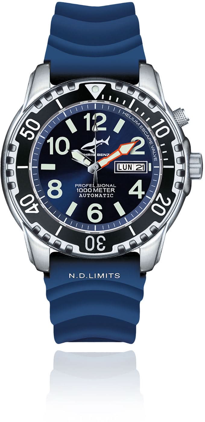 Chris Benz Deep 1000M Automatic CB-1000A-B-KBB Men's Watch • 1000m Water Resistant • Sapphire Crystal