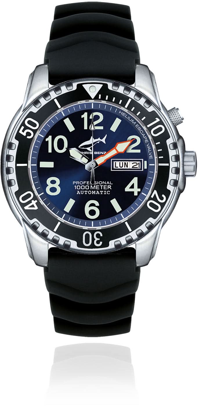 Chris Benz Deep 1000M Automatic CB-1000A-B-KBS Men's Watch • 1000m Water Resistant • Sapphire Crystal