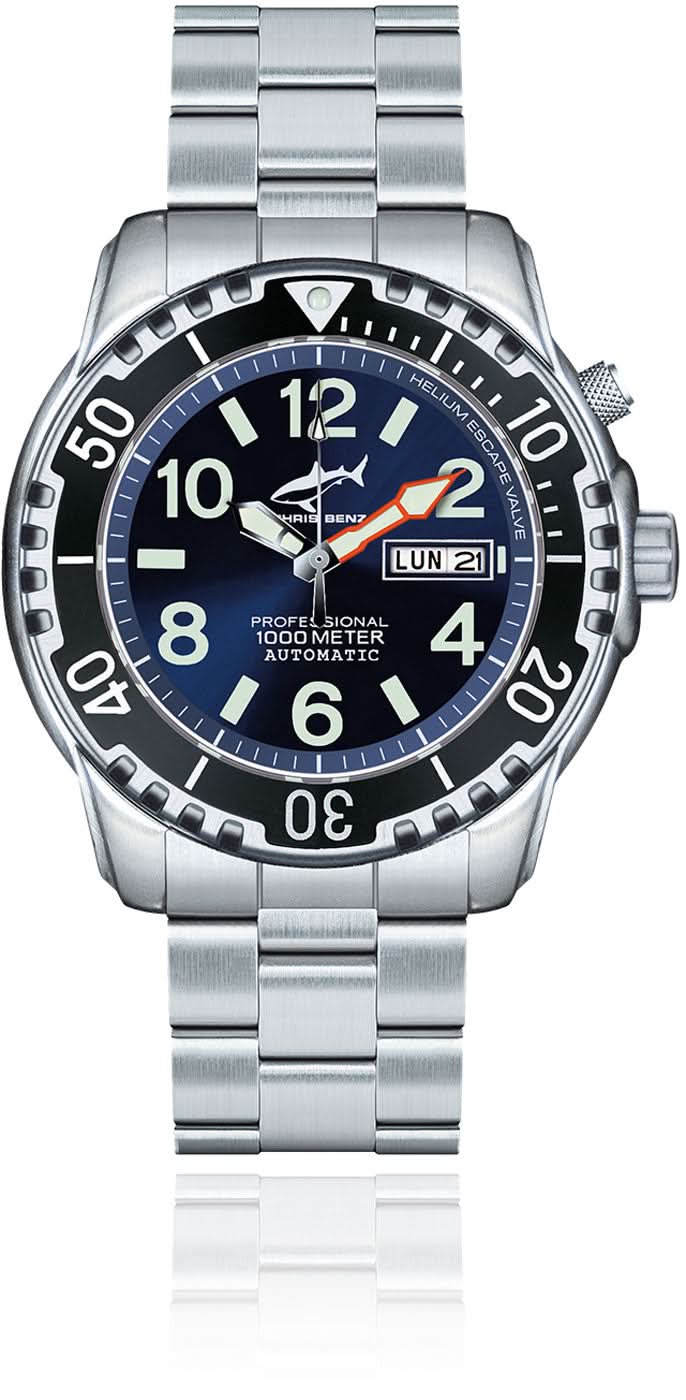 Chris Benz Deep 1000M Automatic CB-1000A-B-MB Men's Watch • 1000m Water Resistant • Sapphire Crystal