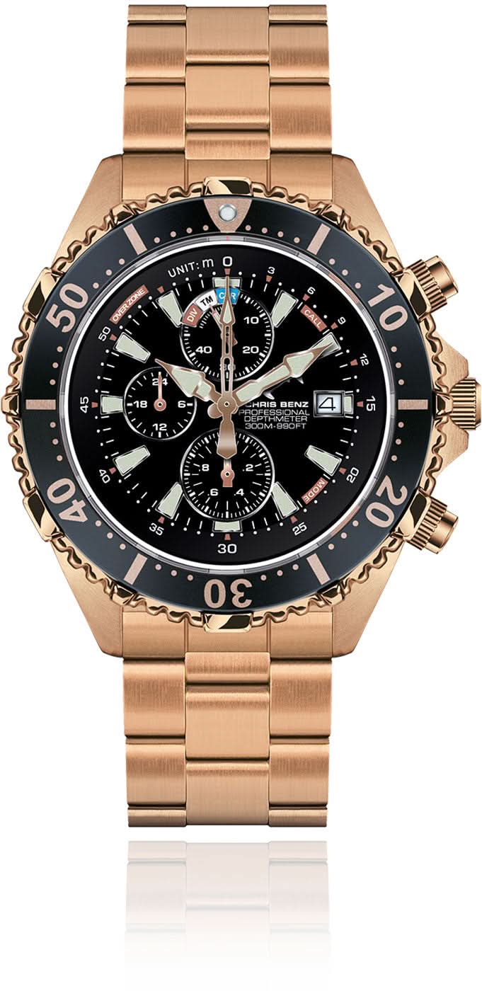 Chris Benz Depthmeter Chronograph 300M CB-C300X-C-MBC Men's Watch • 300m Water Resistant • Depth Gauge