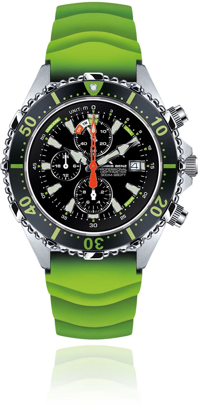 Chris Benz Depthmeter CB-C300X-G-KBG Men's Watch • 300m Water Resistant • Sapphire Crystal