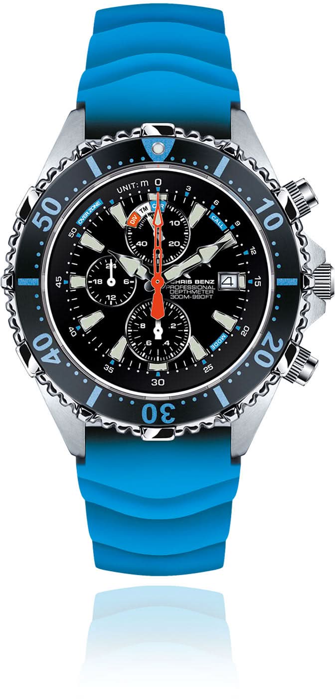 Chris Benz Depthmeter Chronograph 300M CB-C300X-LB-KBB Men's Watch • 300m Water Resistant • Sapphire Crystal