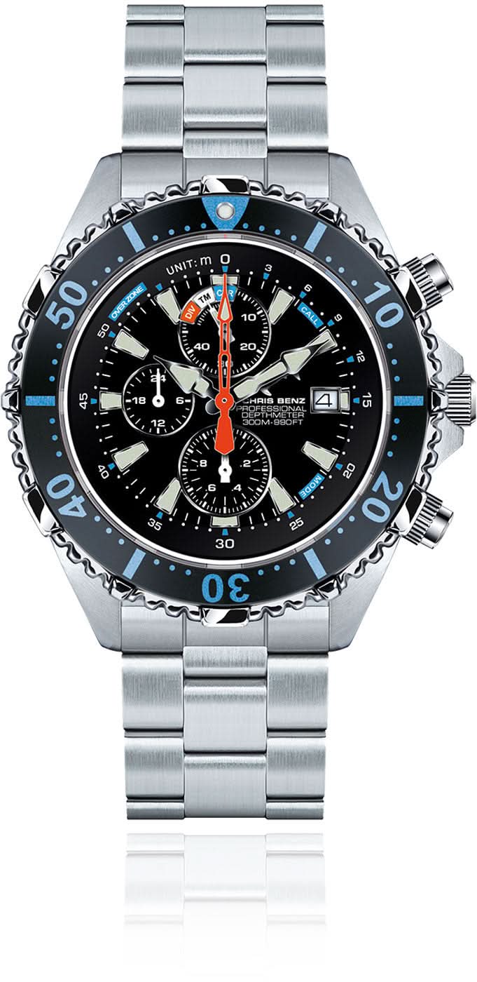 Chris Benz Depthmeter Chronograph 300M CB-C300X-LB-MB Men's Watch • 300m Water Resistant • Sapphire Crystal