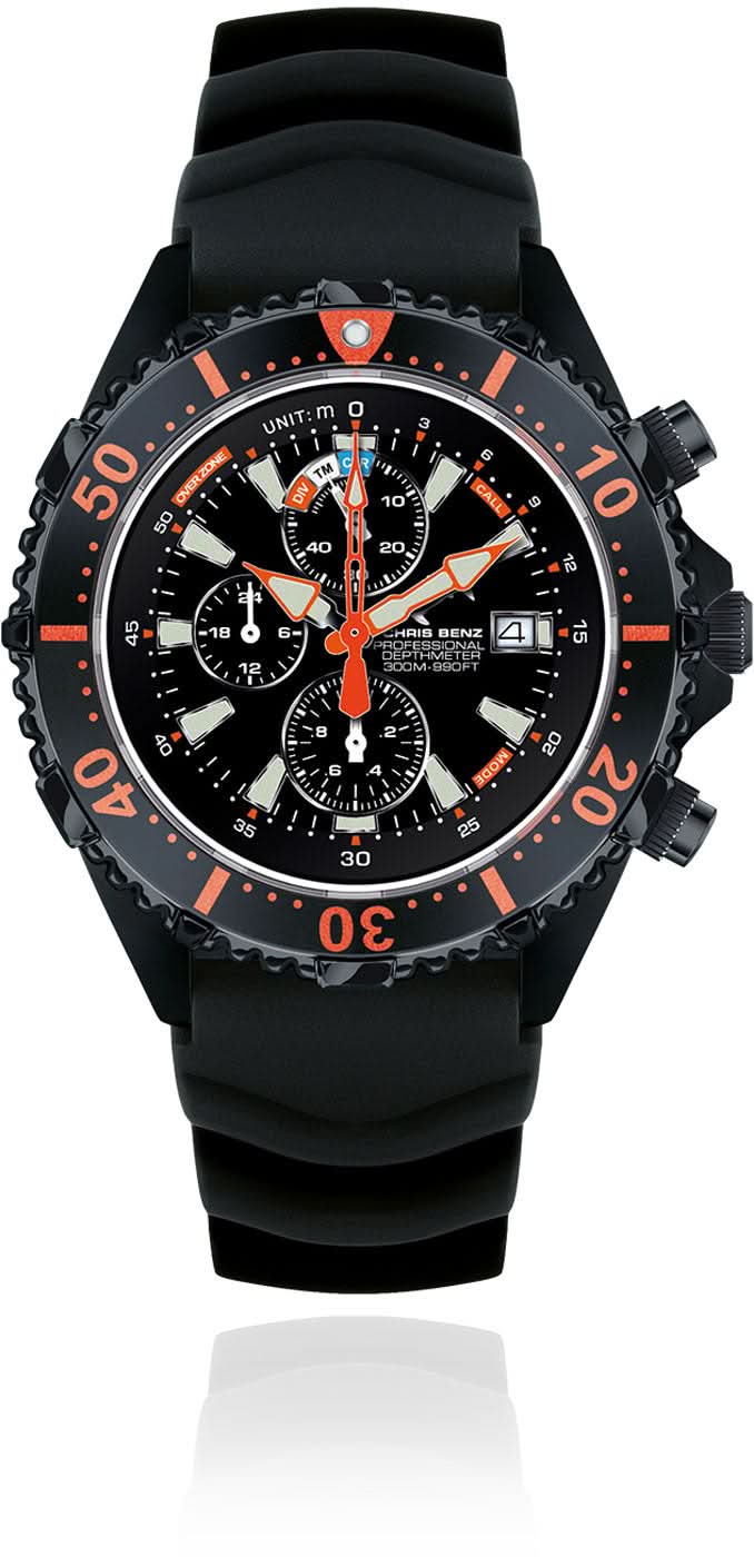 Chris Benz Depthmeter Chronograph 300M CB-C300X-RS-KBS Men's Watch • 300m Water Resistant • Sapphire Crystal