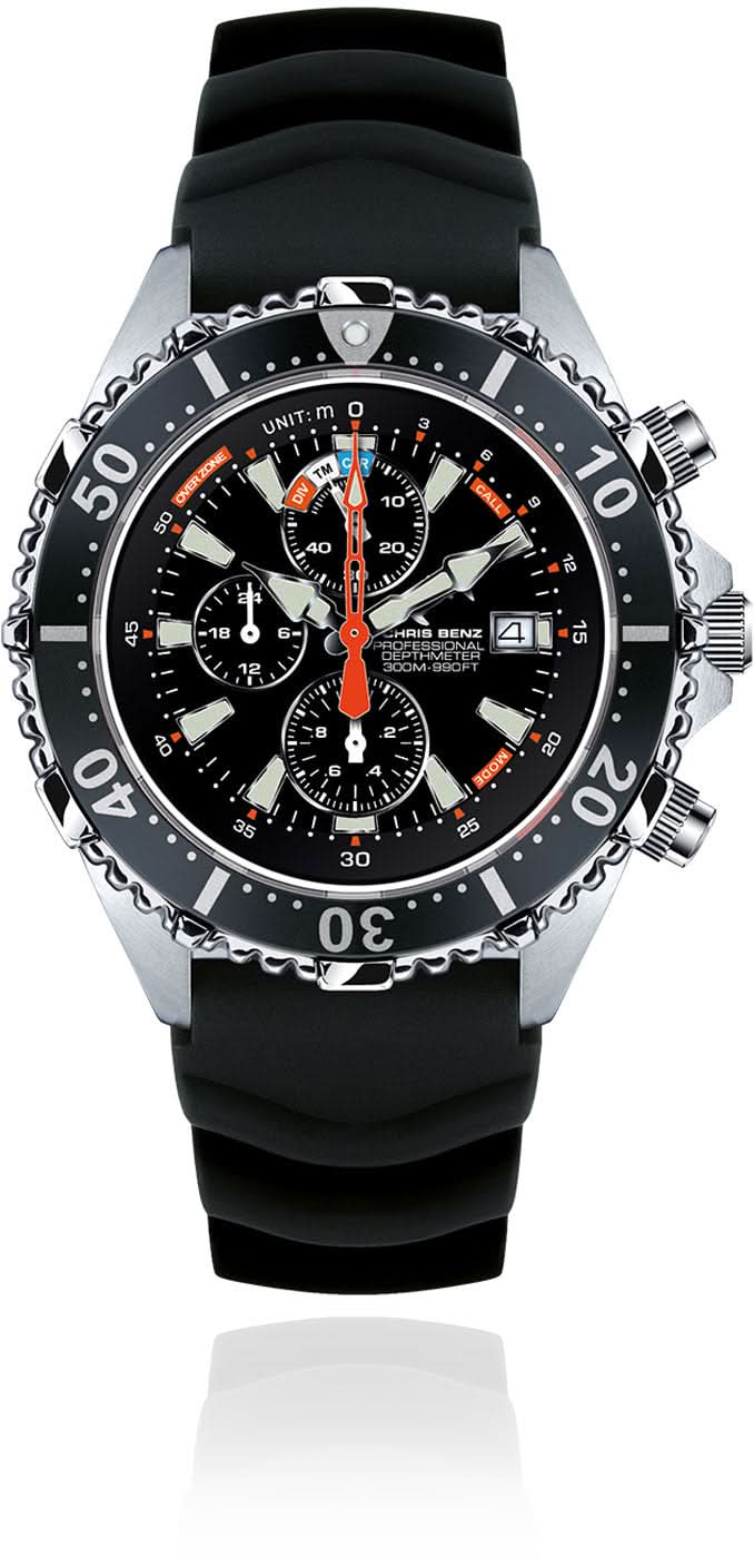 Chris Benz Depthmeter Chronograph 300M CB-C300X-S-KBS Men's Watch • 300m Water Resistant • Sapphire Crystal