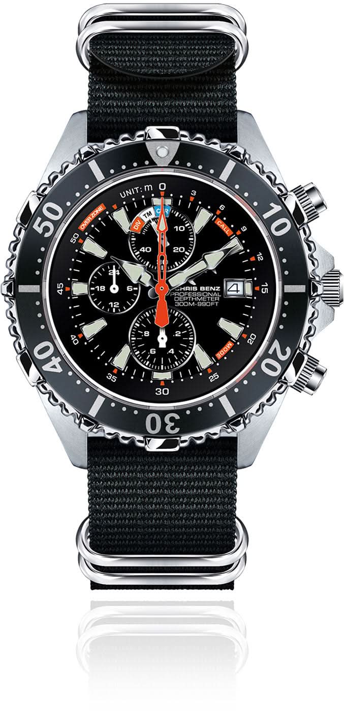 Chris Benz Depthmeter Chronograph 300M CB-C300X-S-NBS Men's Watch • 300m Water Resistant • Sapphire Crystal