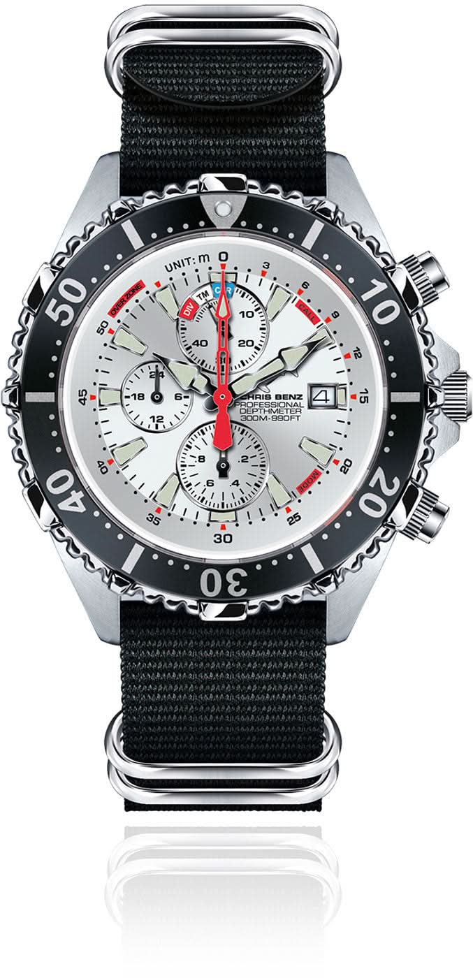 Chris Benz Depthmeter Chronograph 300M CB-C300X-SI-NBS Men's Watch • Sapphire Crystal • 300m Water Resistant