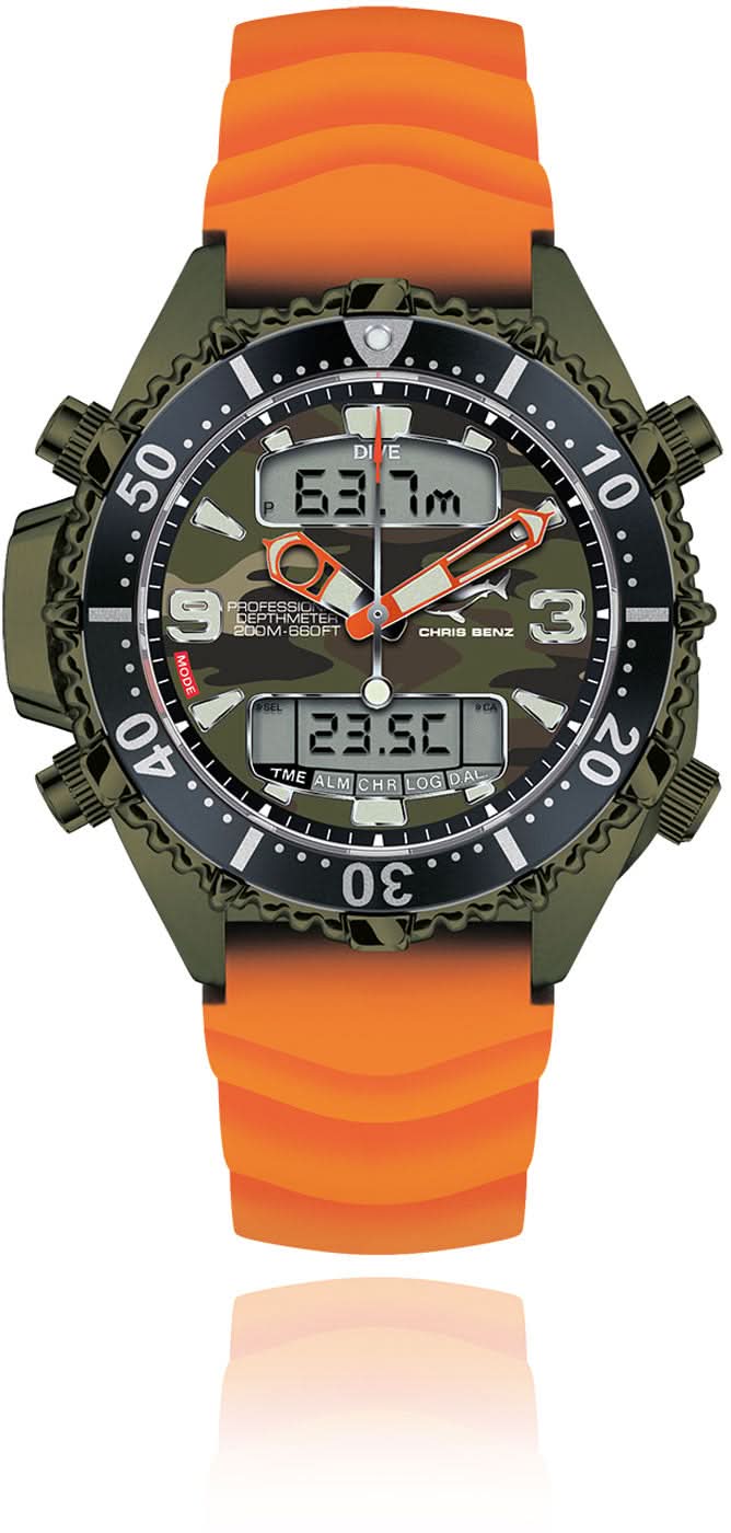 Chris Benz Depthmeter CB-D200X-C-KBO Men's Watch • Depth Gauge • Sapphire Crystal
