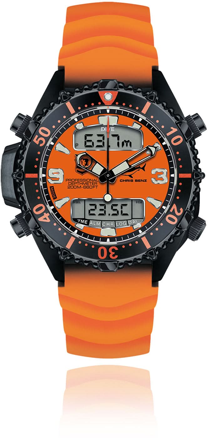 Chris Benz Depthmeter Digital 200M CB-D200X-RS-KBO Men's Watch • 200m Water Resistant • Sapphire Crystal