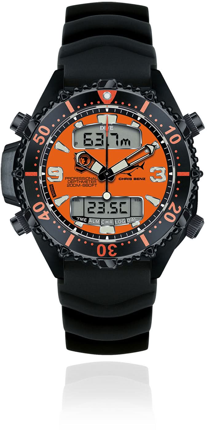 Chris Benz Depthmeter Digital 200M CB-D200X-RS-KBS Men's Watch • 200m Water Resistant • Sapphire Crystal