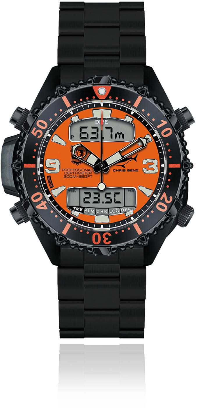 Chris Benz Depthmeter Digital 200M CB-D200X-RS-MB Men's Watch • Depth Gauge • 200m Water Resistant