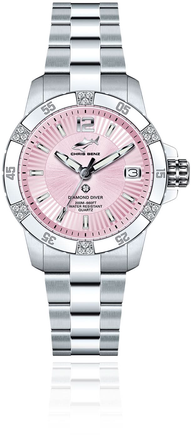 Chris Benz Diamond Diver CB-DD200-R-MBO Women's Watch • 19 Diamonds • Sapphire Crystal