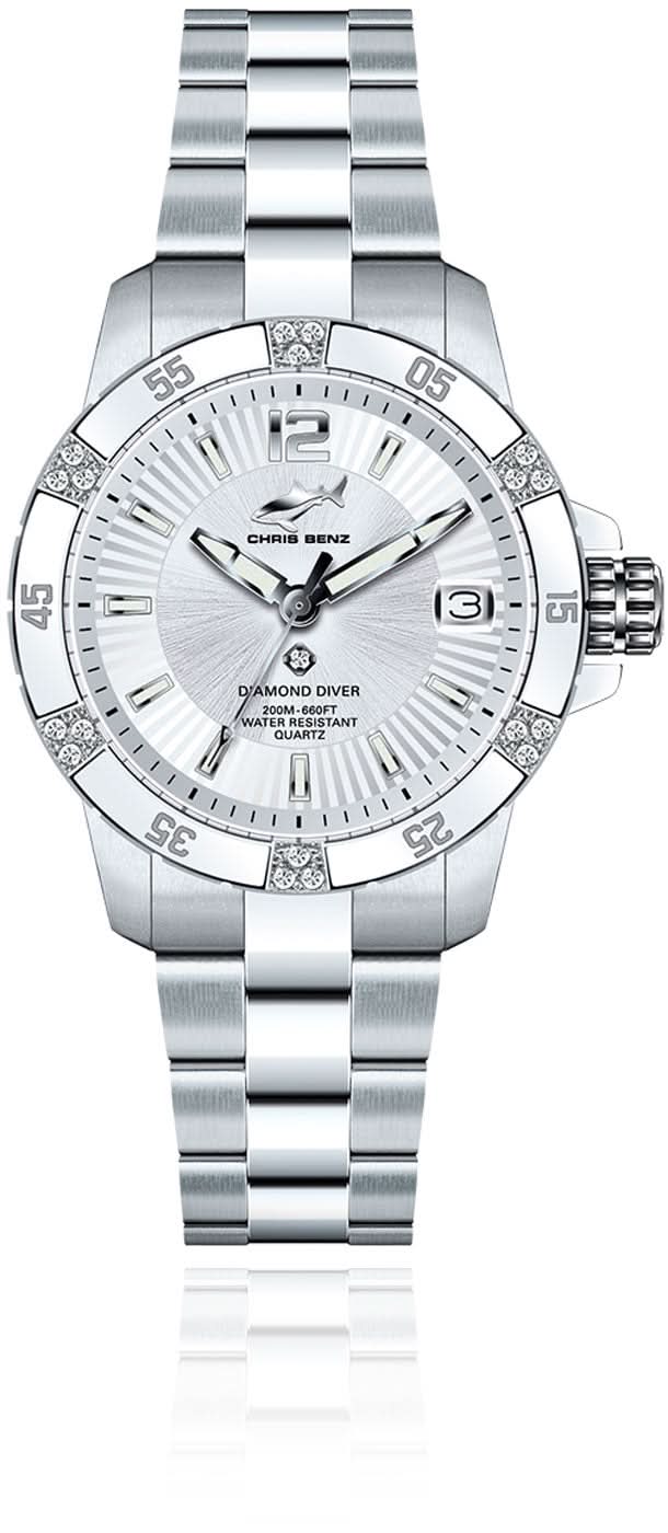Chris Benz Diamond Diver CB-DD200-S-MBO Women's Watch • 19 Diamonds • Sapphire Crystal
