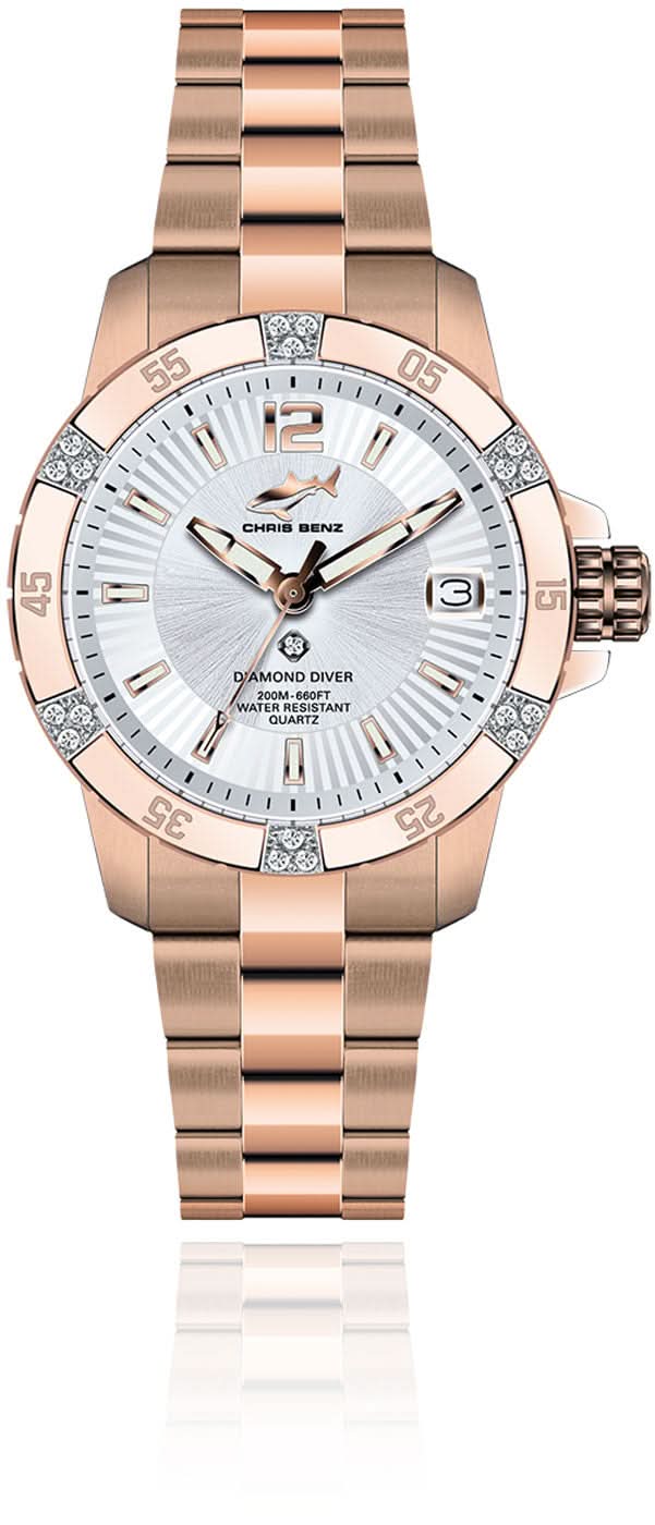 Chris Benz Diamond Diver CB-DD200-SIR-MBO Women's Watch • Sapphire Crystal • 200m