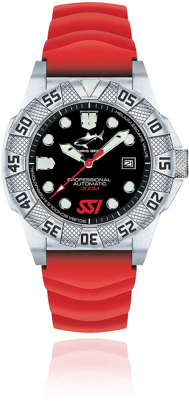 Chris Benz Deep 300M CB-300A-SSI-KBR Men's Watch • 300m Water Resistant • Sapphire Crystal