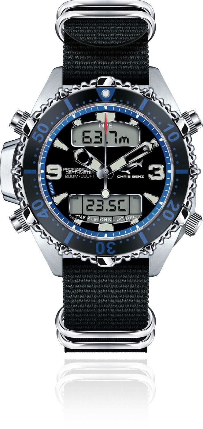 Chris Benz Depthmeter CB-D200X-B-NBS Watch • 200m • Sapphire Crystal