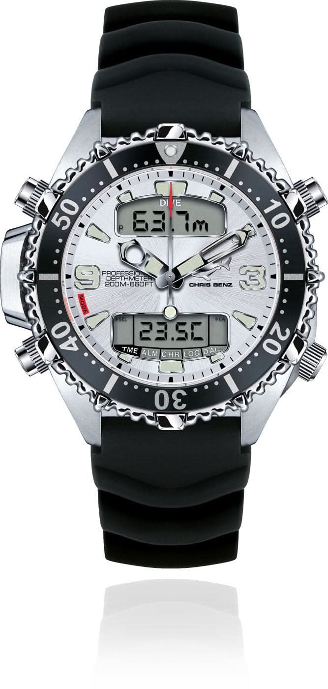 Chris Benz Depthmeter Digital 200M CB-D200X-SI-KBS Men's Watch • 200m Water Resistant • Sapphire Crystal