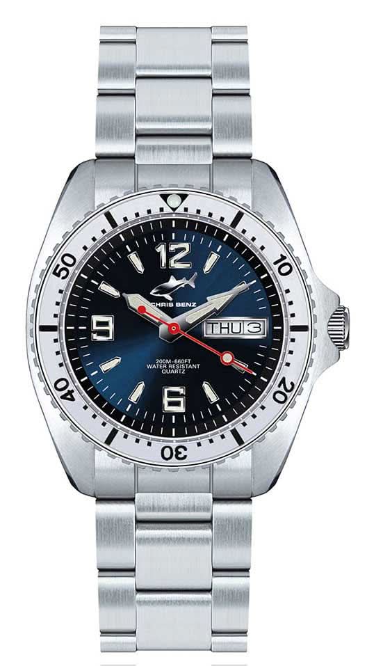 Chris Benz Marine CBM-B-MB-SI Men's Watch • Sapphire Crystal • 200m Water Resistant