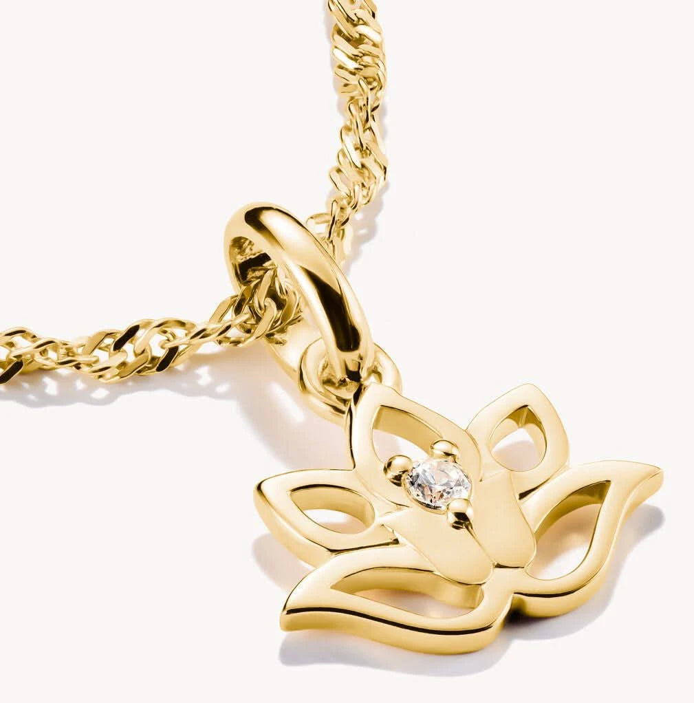 Charm pendant, lotus flower, 18k gold plated - Thomas Sabo Model: CC1204-414-14