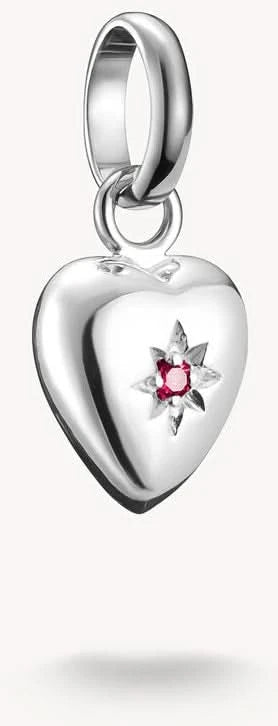 Charm pendant, heart with engraved star and lab-grown ruby - Thomas Sabo Model: CC1234-011-10