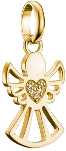 Charm pendant, angel with heart engraving and gemstones, sterling silver, gold plated - Thomas Sabo Model: CC1242-414-14
