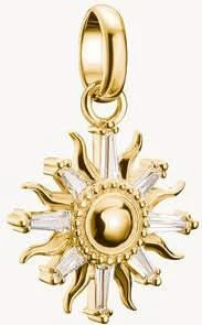 Thomas Sabo Charm Pendant, Sun with white gemstones, made of silver, gold-plated - Thomas Sabo Model: CC1246-414-14