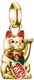 Thomas Sabo Charm Pendant, colorful beckoning cat, made of silver, gold-plated and cold enamel