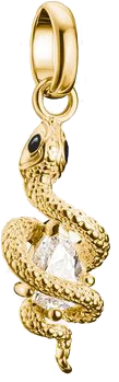 Thomas Sabo Charm Pendant, Snake with White Gemstone, in Gold-Plated Silver