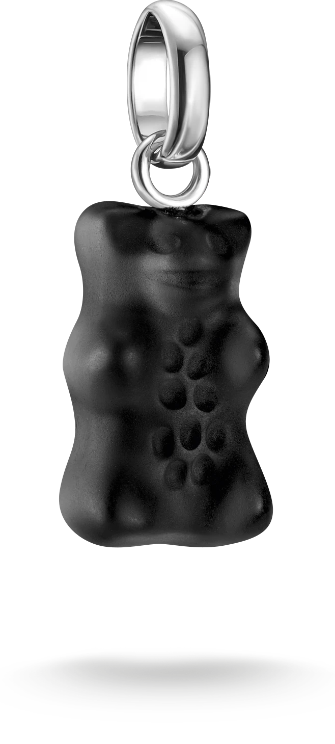 Thomas Sabo charm pendant, gold bear made of glass, in black, made of silver