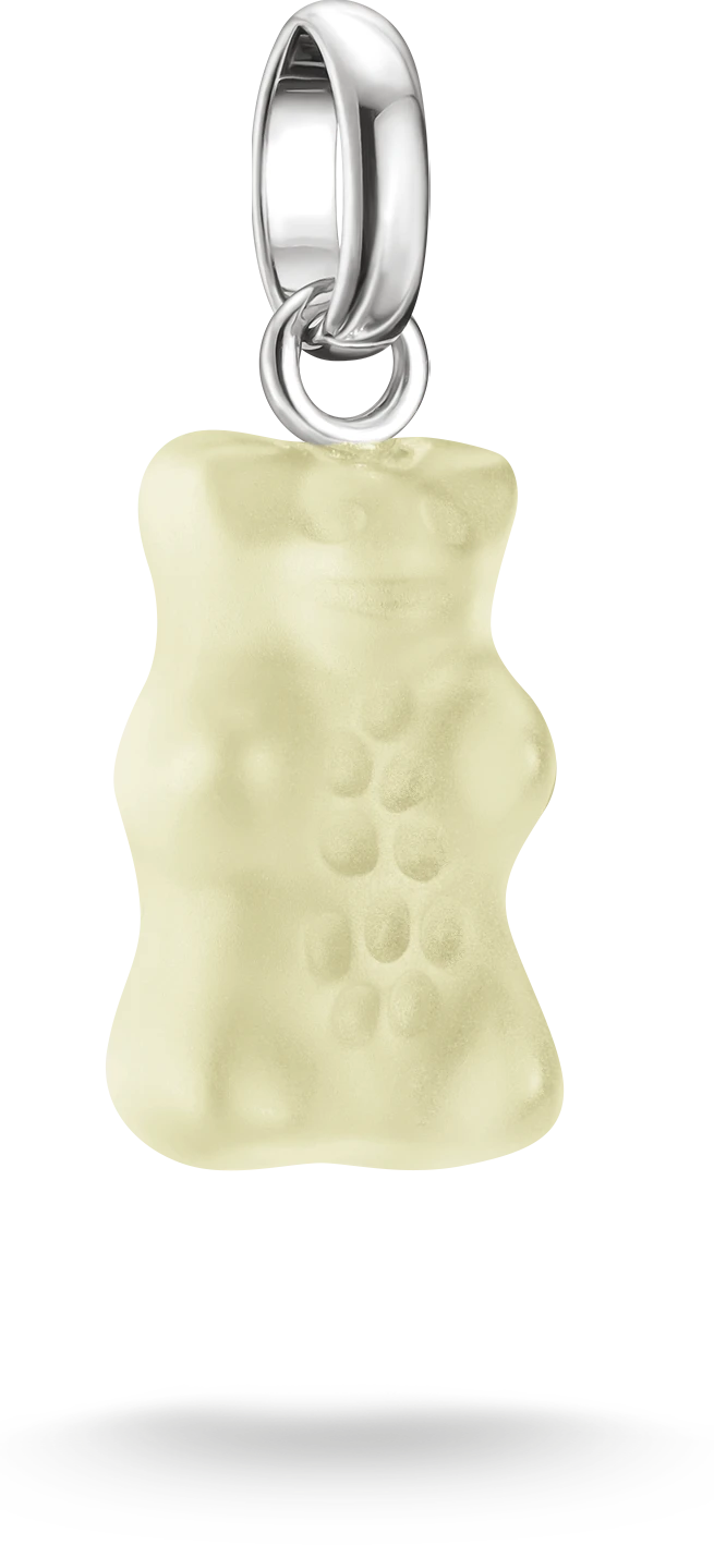 Thomas Sabo Charm Pendant, Glass Gold Bear, Slightly Translucent, Made of Silver