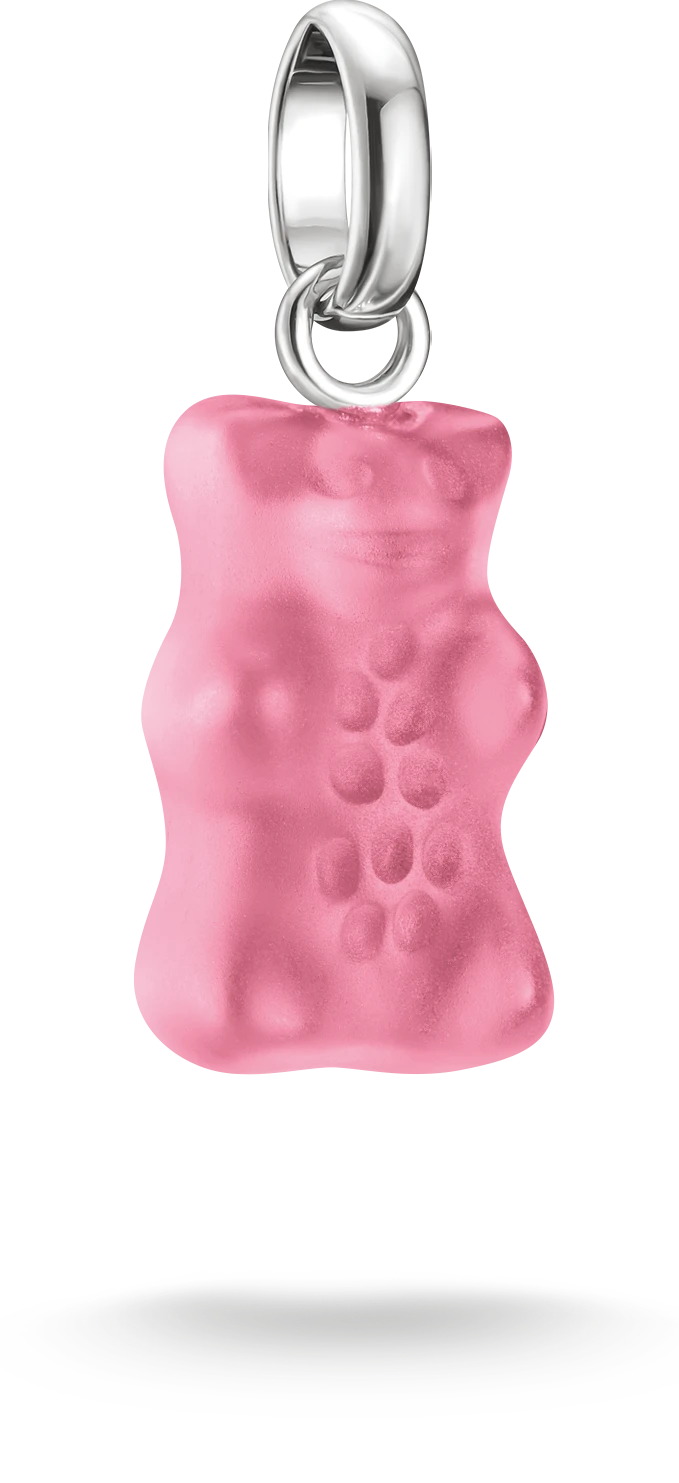 Thomas Sabo Charm Pendant, Glass Gummy Bear, Pink, Silver