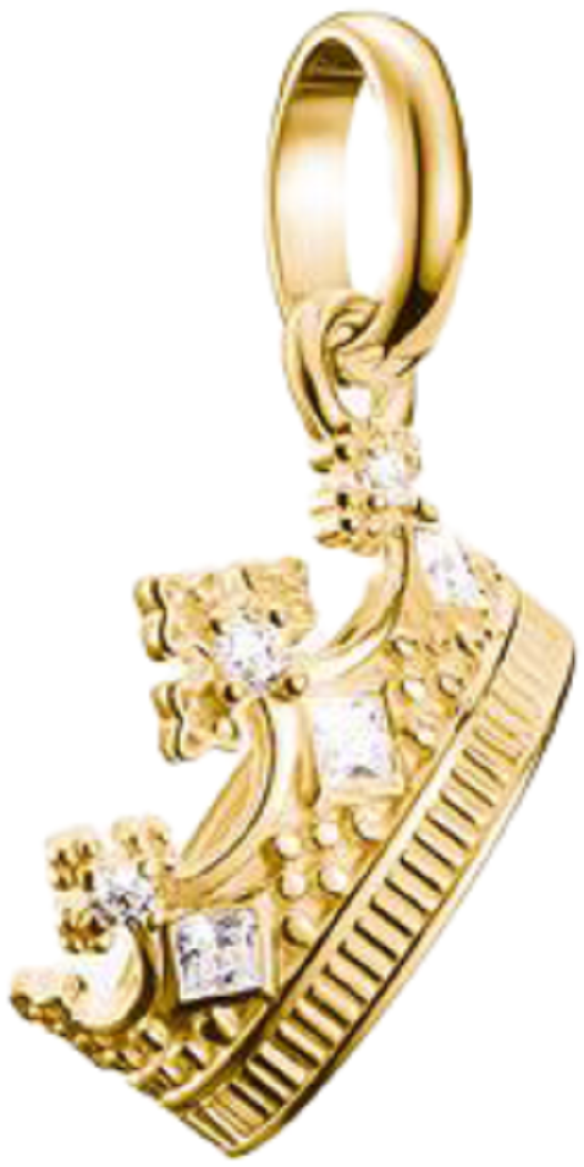 Charm pendant, crown with white gemstones, made of silver, gold plated - Thomas Sabo Model: CC1247-414-14