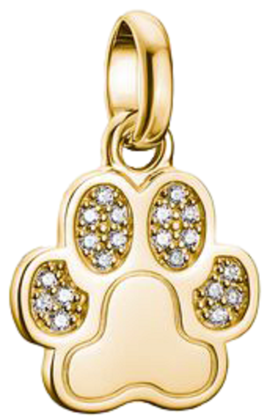 Charm pendant, paw with white gemstones, made of silver, gold-plated - Thomas Sabo Model: CC1259-414-14