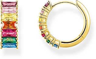 Hoop earrings with colorful stones - 750 Yellow Gold Plating