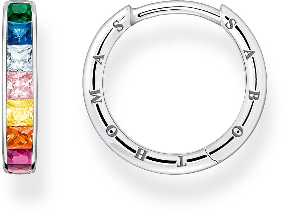 Creoles with Colorful Stones - 925 Sterling Silver