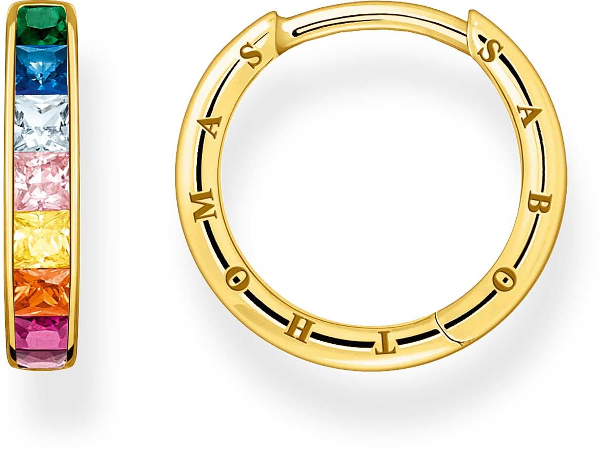 Hoop earrings with colorful stones - 750 Yellow Gold Plating