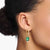 Hoop earrings with stones and green pendant - 750 Yellow Gold Plating