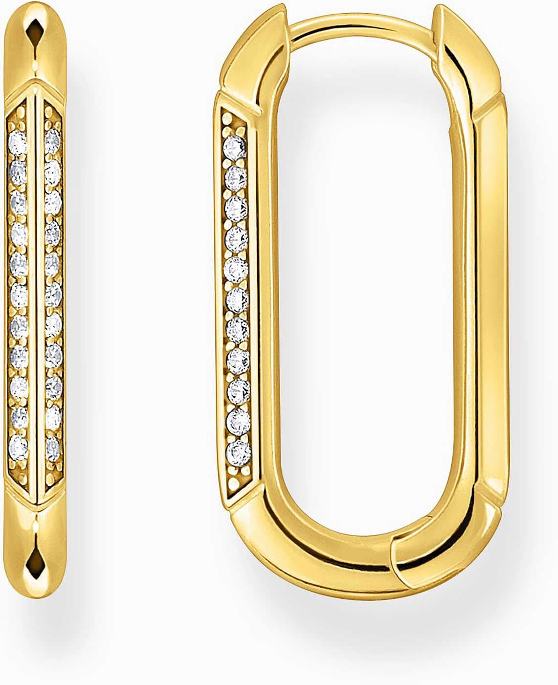 Oval Creole Hoops with Hinged Clasp and Stones - Thomas Sabo Model: CR674-414-14
