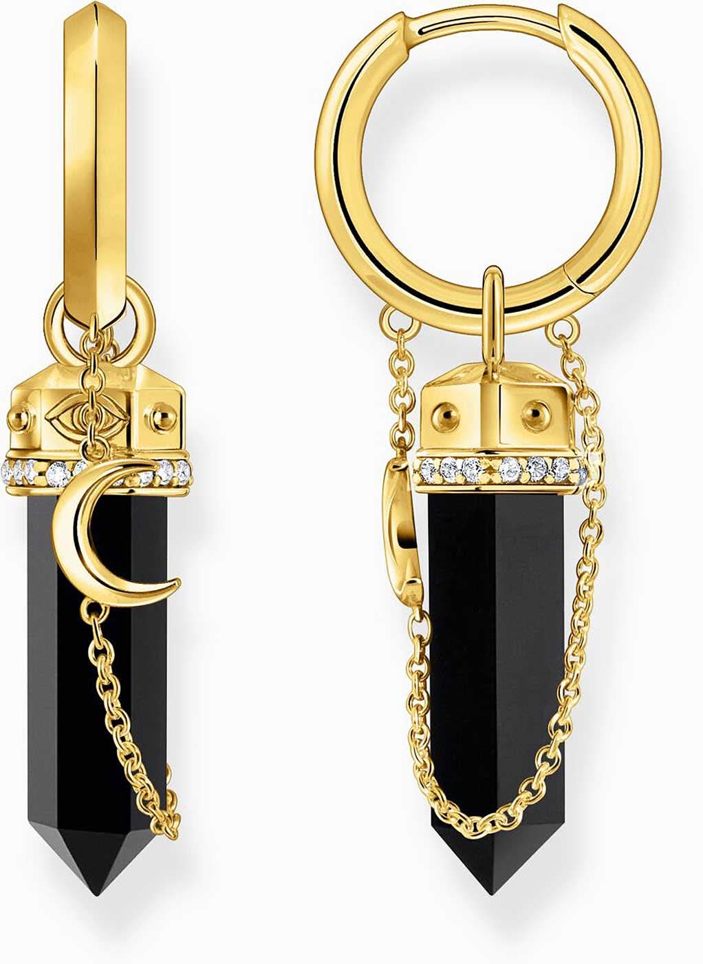 Creoles with onyx pendant and necklace - Thomas Sabo Model: CR722-177-11