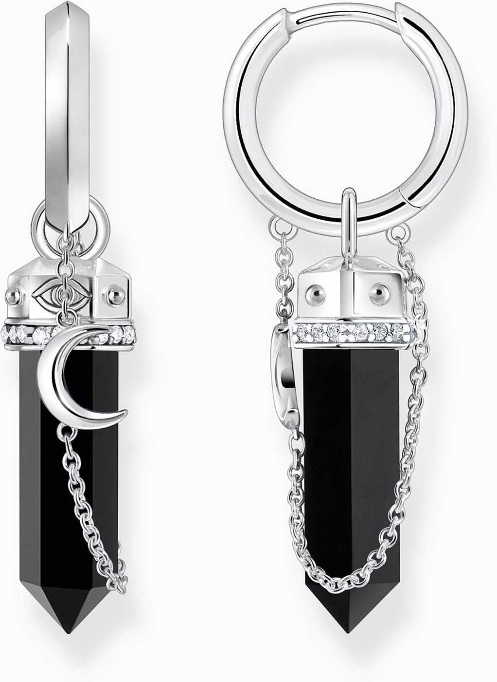 Hoop earrings with onyx pendant and necklace - Thomas Sabo Model: CR722-641-11