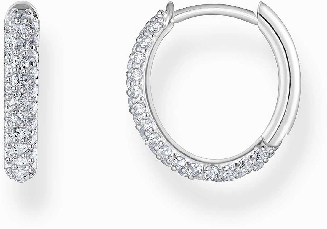 Silver Hoop Earrings with Zirconia Stones - Thomas Sabo Model: CR730-051-14
