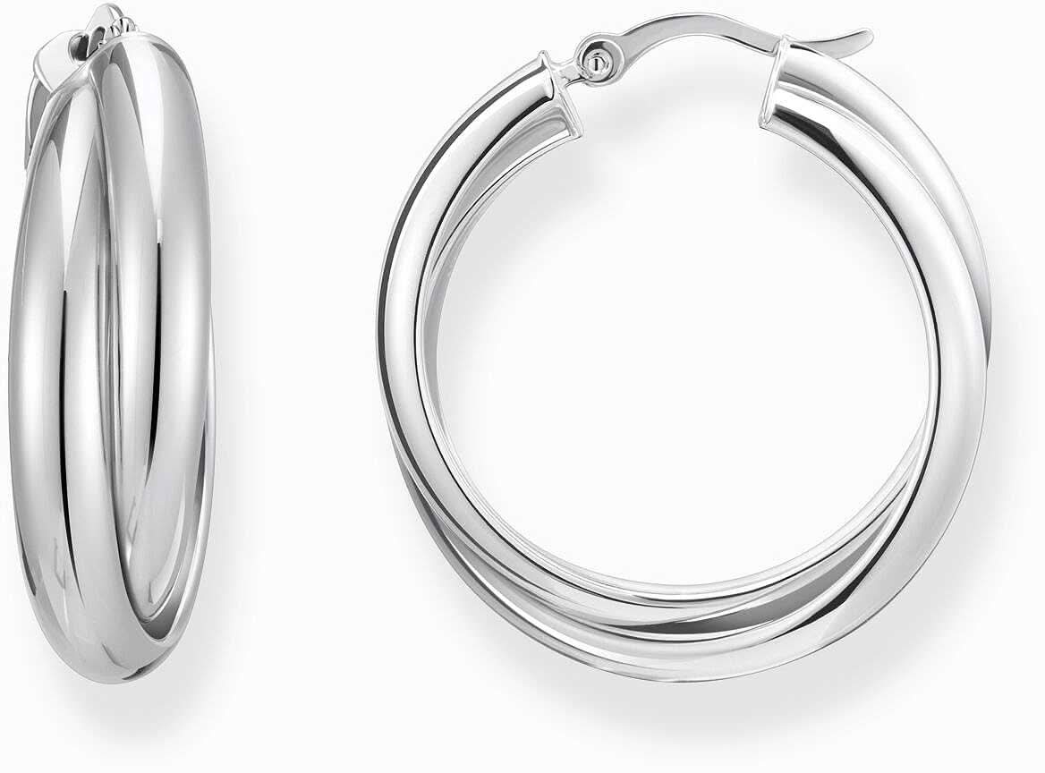 Silver-colored large creoles, in an intricate 90s-inspired design - Thomas Sabo Model: CR732-051-14