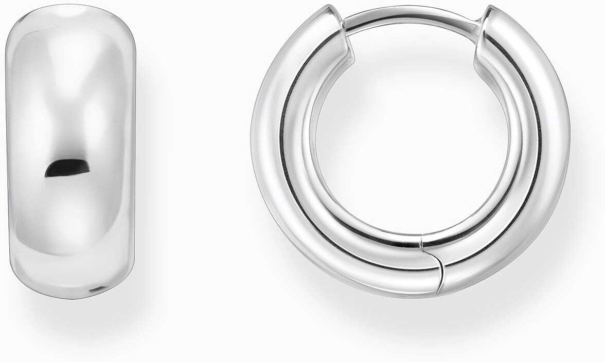 Silver-coloured chunky hoop earrings inspired by the 90s - Thomas Sabo Model: CR741-001-21