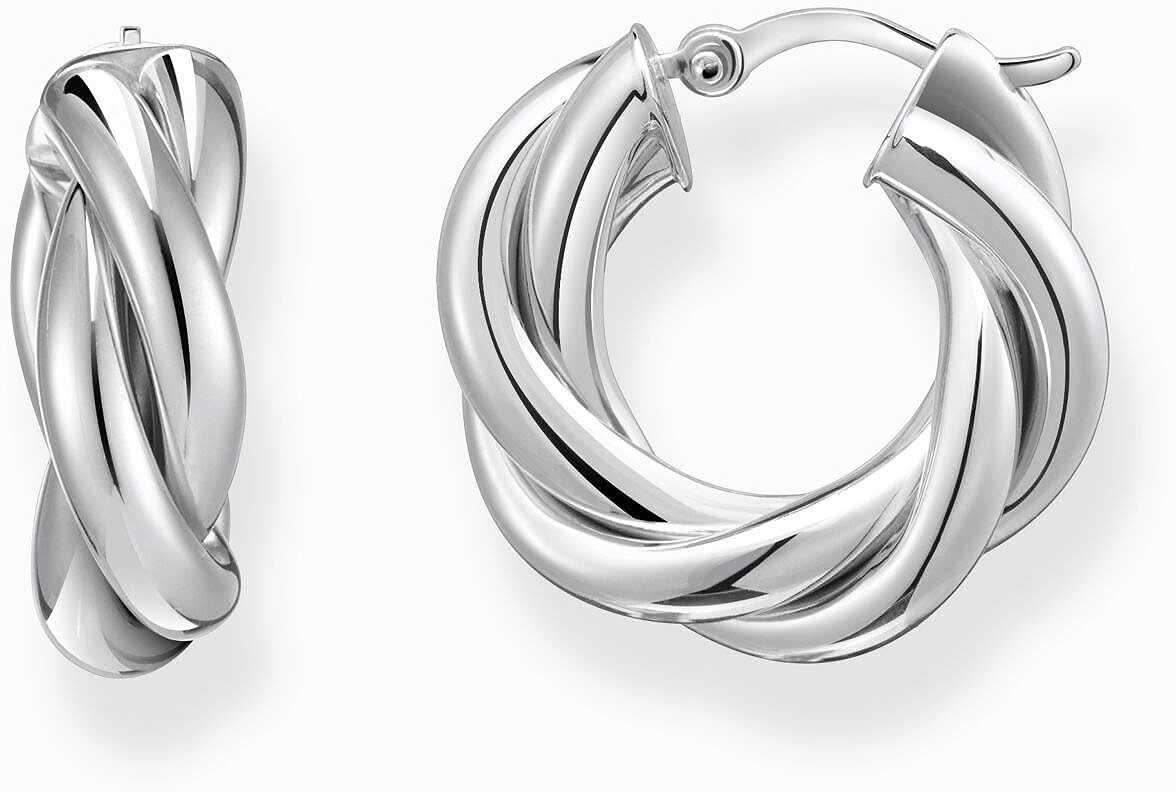 Silver-colored hoop earrings, with a twisted design for romantic and elegant looks - Thomas Sabo Model: CR742-001-21