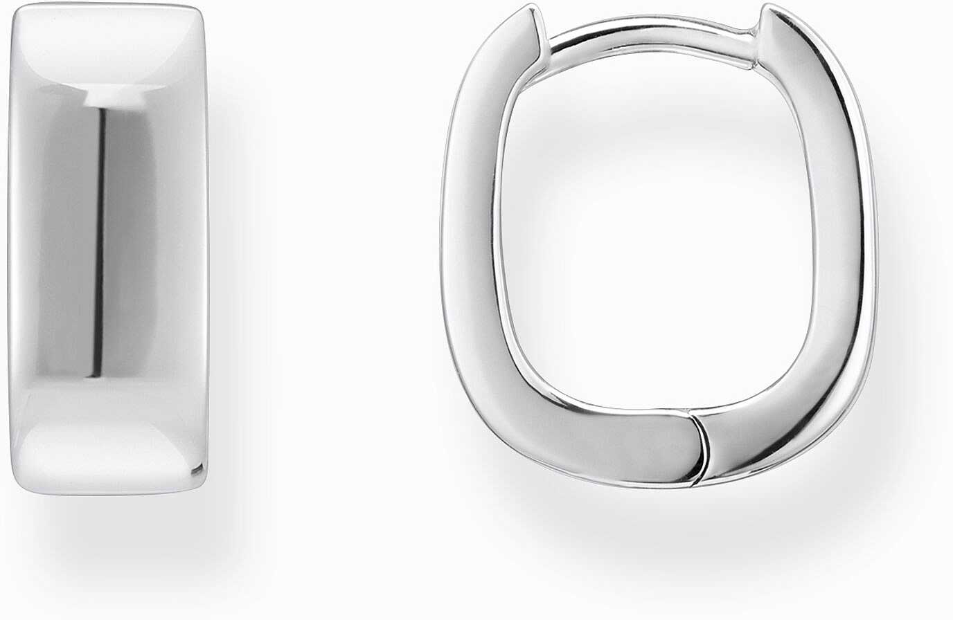 Silver-colored hoop earrings, with an angular shape and minimalist design - Thomas Sabo model: CR742-001-21