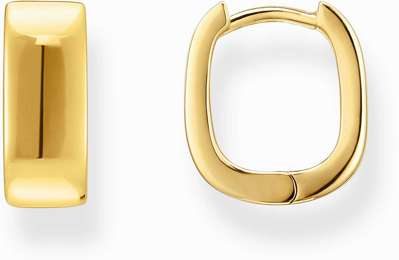 Gold-coloured hoop earrings, With a square shape and minimalist design - Thomas Sabo model: CR743-413-39